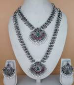 ALYESHA JEWELLERY SET FOR WOMEN GOLD PLATED TRADITIONAL JEWELRY SET ANTIQUE NECKLACE SET WITH EARRINGS FOR WOMEN