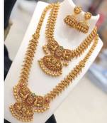 ALYESHA JEWELLERY SET FOR WOMEN GOLD PLATED TRADITIONAL JEWELRY SET ANTIQUE NECKLACE SET WITH EARRINGS FOR WOMEN
