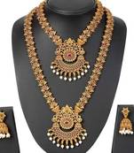 ALYESHA JEWELLERY SET FOR WOMEN GOLD PLATED TRADITIONAL JEWELRY SET ANTIQUE NECKLACE SET WITH EARRINGS FOR WOMEN