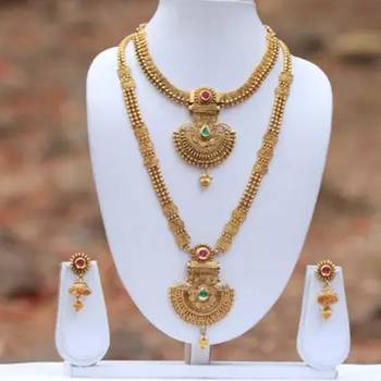 ALYESHA JEWELLERY SET FOR WOMEN GOLD PLATED TRADITIONAL JEWELRY SET ANTIQUE NECKLACE SET WITH EARRINGS FOR WOMEN 1