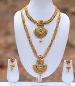 ALYESHA JEWELLERY SET FOR WOMEN GOLD PLATED TRADITIONAL JEWELRY SET ANTIQUE NECKLACE SET WITH EARRINGS FOR WOMEN
