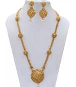 ALYESHA JEWELLERY SET FOR WOMEN GOLD PLATED TRADITIONAL JEWELRY SET ANTIQUE NECKLACE SET WITH EARRINGS FOR WOMEN