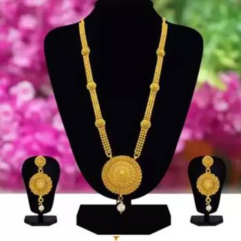 ALYESHA JEWELLERY SET FOR WOMEN GOLD PLATED TRADITIONAL JEWELRY SET ANTIQUE NECKLACE SET WITH EARRINGS FOR WOMEN 3