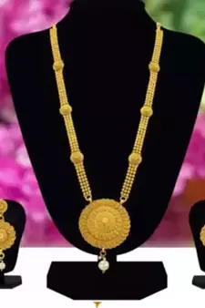 ALYESHA JEWELLERY SET FOR WOMEN GOLD PLATED TRADITIONAL JEWELRY SET ANTIQUE NECKLACE SET WITH EARRINGS FOR WOMEN