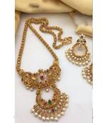 ALYESHA JEWELLERY SET FOR WOMEN GOLD PLATED TRADITIONAL JEWELRY SET ANTIQUE NECKLACE SET WITH EARRINGS FOR WOMEN