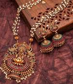 ALYESHA JEWELLERY SET FOR WOMEN GOLD PLATED TRADITIONAL JEWELRY SET ANTIQUE NECKLACE SET WITH EARRINGS FOR WOMEN