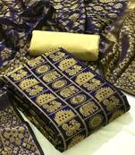 Navy-blue zari woven brocade salwar