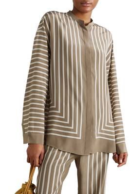 JSDC Outdoor Wear Russian Satin Striped Printed Coord Set 1