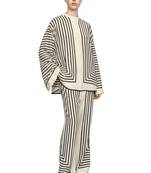 JSDC Office Wear Striped Printed Shirt Style Top And Plazzo