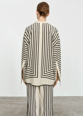 JSDC Office Wear Striped Printed Shirt Style Top And Plazzo 2
