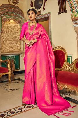 Pink Ananta Soft Handloom Weaving Silk In Copper Zari For Women 2
