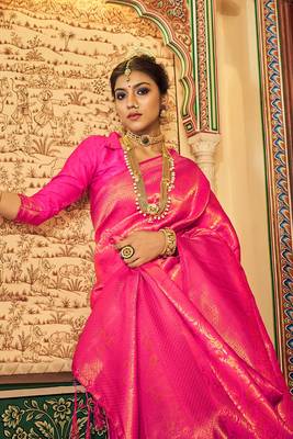 Pink Ananta Soft Handloom Weaving Silk In Copper Zari For Women 3