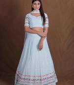 Sky Blue Georgette Multi Thread Sequins Embroidery Work Lehenga Choli For Women Designer Party Wear Ghagra Choli