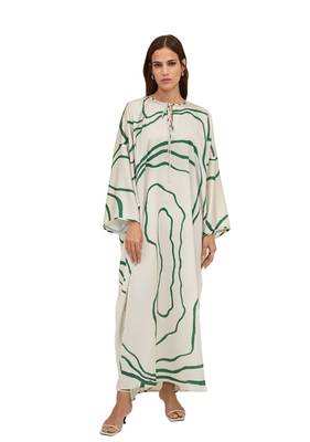 JSDC Party Wear Organza Silk Fabric Abstract Printed Kaftan Top 1