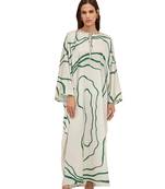 JSDC Party Wear Organza Silk Fabric Abstract Printed Kaftan Top