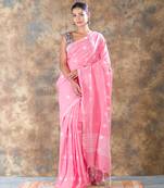Pink Pure Cotton Woven Saree