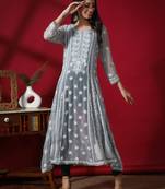 Hand Embroidered Grey Georgette Anarkali