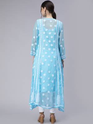 Hand Embroidered Blue Georgette Anarkali  2
