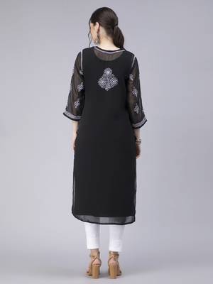 Black embroidered georgette chikankari-kurtis 2