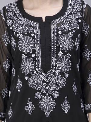 Black embroidered georgette chikankari-kurtis 4