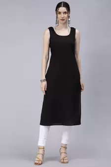 Black embroidered georgette chikankari-kurtis