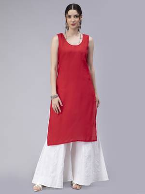 Red embroidered georgette chikankari-kurtis 5