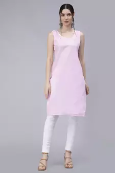 Pink embroidered georgette chikankari-kurtis