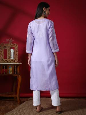 Peach embroidered cotton chikankari-kurtis 2