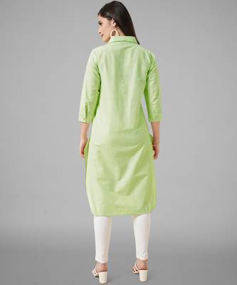 Green plain cotton cotton-kurtis 3