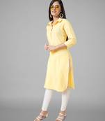 Yellow plain cotton cotton-kurtis