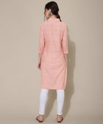 Orange plain cotton cotton-kurtis 3