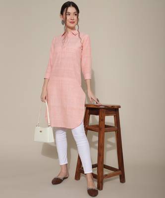 Orange plain cotton cotton-kurtis 4