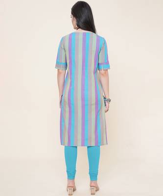 Blue plain cotton cotton-kurtis 3