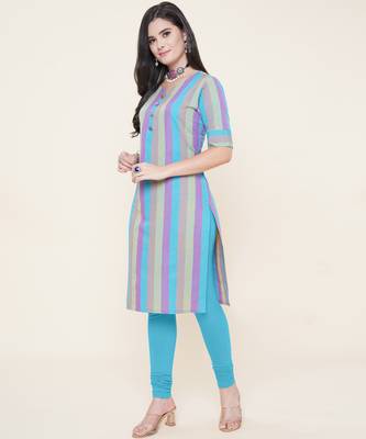 Blue plain cotton cotton-kurtis 4