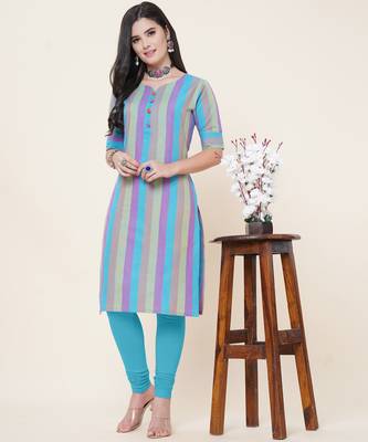 Blue plain cotton cotton-kurtis 5