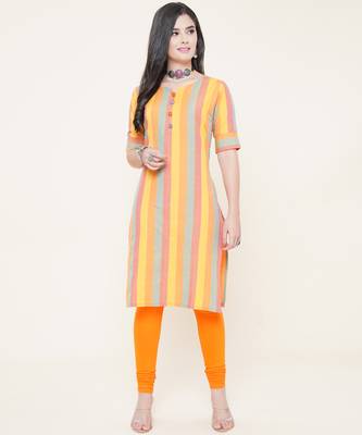 Yellow plain cotton cotton-kurtis 1