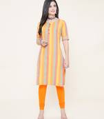Yellow plain cotton cotton-kurtis
