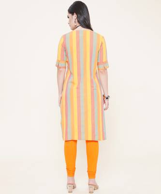 Yellow plain cotton cotton-kurtis 3