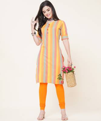 Yellow plain cotton cotton-kurtis 4