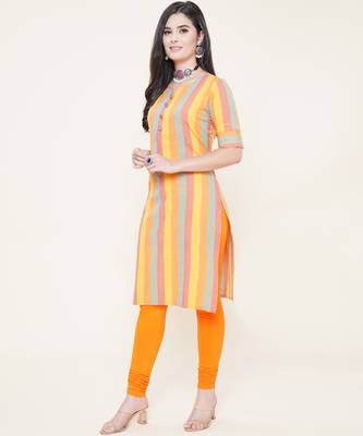 Yellow plain cotton cotton-kurtis 5
