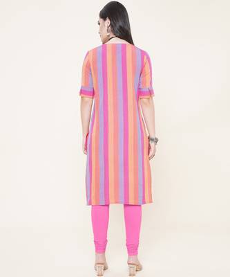 Pink plain cotton cotton-kurtis 3