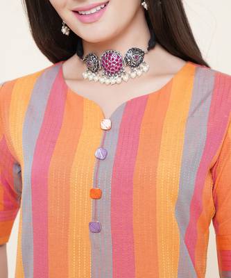 Orange plain cotton cotton-kurtis 2