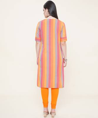 Orange plain cotton cotton-kurtis 3