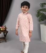 Peach achkan off white chudidar