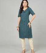 Blue woven cotton cotton-kurtis