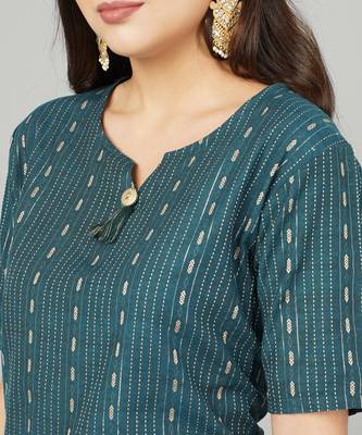 Blue woven cotton cotton-kurtis 2