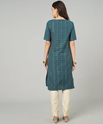 Blue woven cotton cotton-kurtis 3