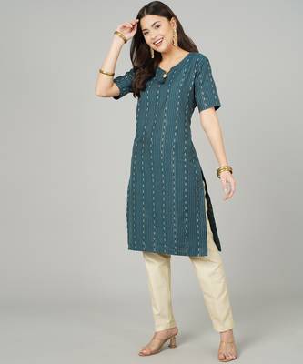 Blue woven cotton cotton-kurtis 5