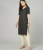 Black woven cotton cotton-kurtis