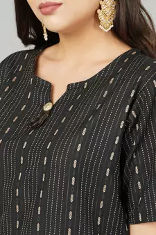 Black woven cotton cotton-kurtis
